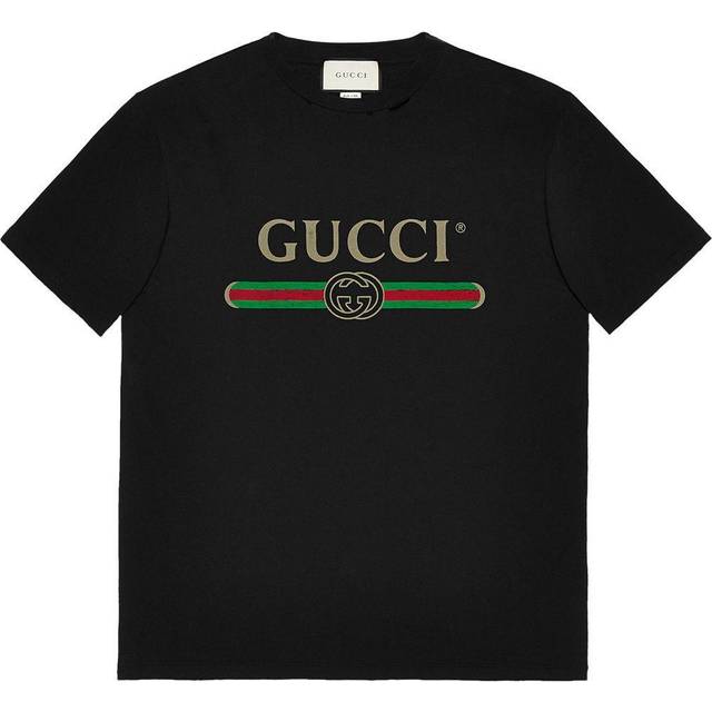 Gucci - Oversized Appliquéd Printed Cotton-jersey T-shirt - Black - XS
