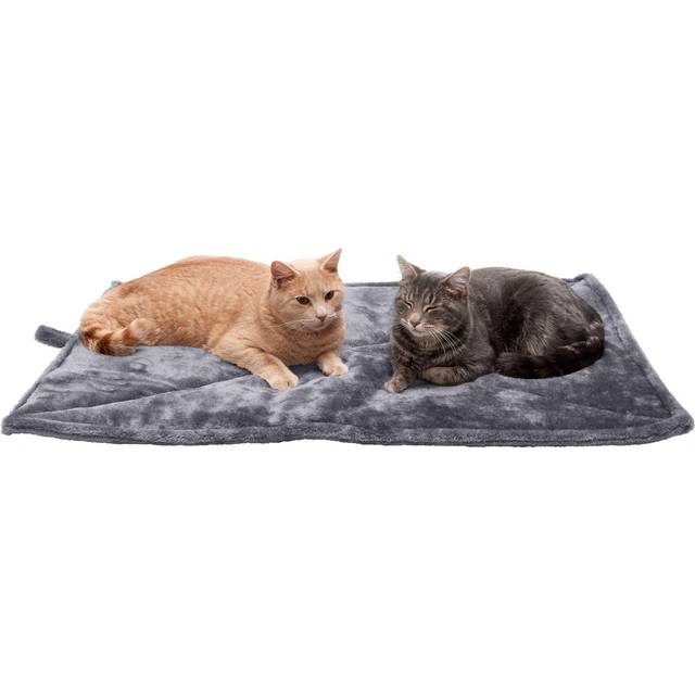 Furhaven Pet Dog Bed Heating Pad - ThermaNAP Quilted Faux Fur Insulated Thermal Self-Warming Pet Bed Pad for Dogs and Cats, Gray, Large