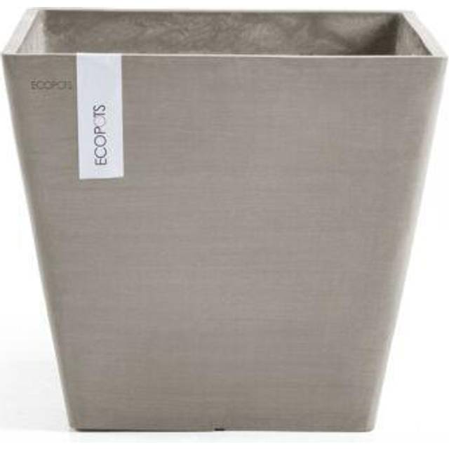 "Ecopots Rotterdam Durable Indoor/Outdoor Modern Recycled Plastic Flower Pot Planter  Taupe  8"""""""""