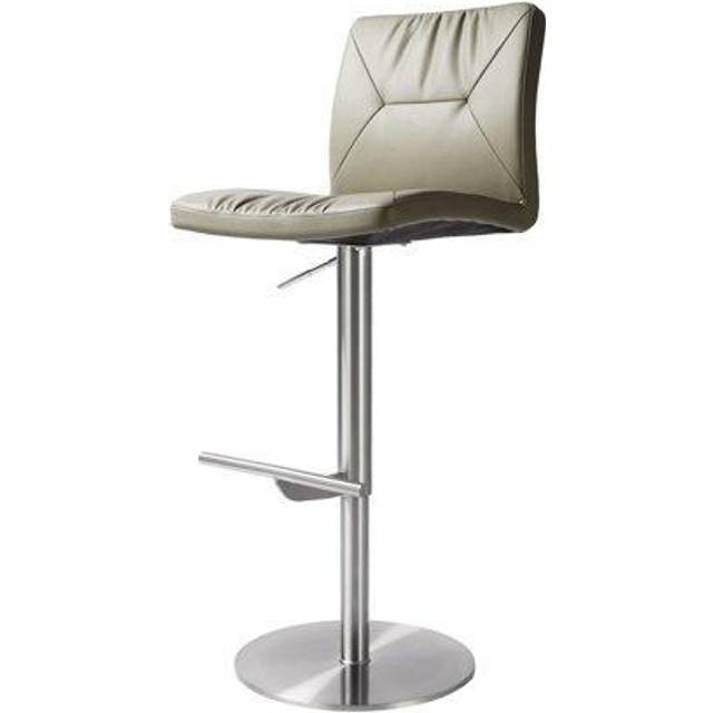 Paddy Adjustable Stool - MDF/Stainless Steel/Vegan Leather - L55.9 x W47 x H114.3 cm - Light Grey/Silver