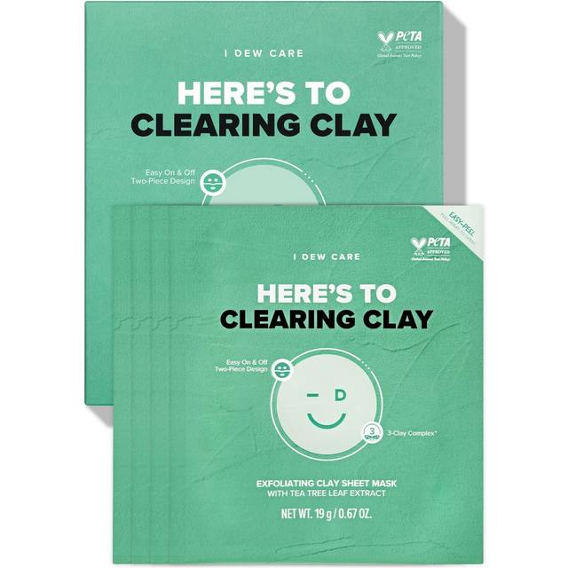 I Dew Care, Hear's to Clearing Clay, Exfoliating Clay Beauty Sheet Mask, 4 sheet masks, 19 g (0.67 oz) each