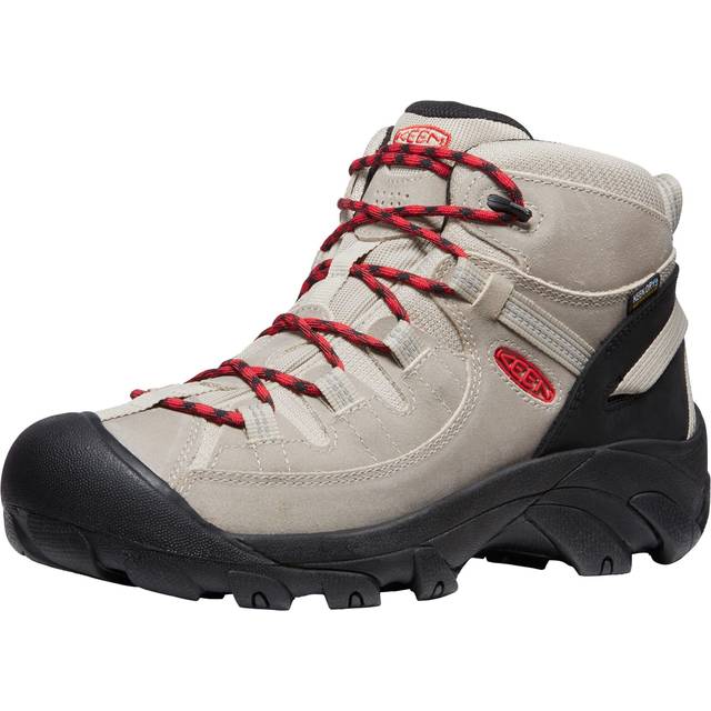 KEEN Men's Targhee 2 Mid Height Waterproof Hiking Boots, Safari/Red Carpet, 9