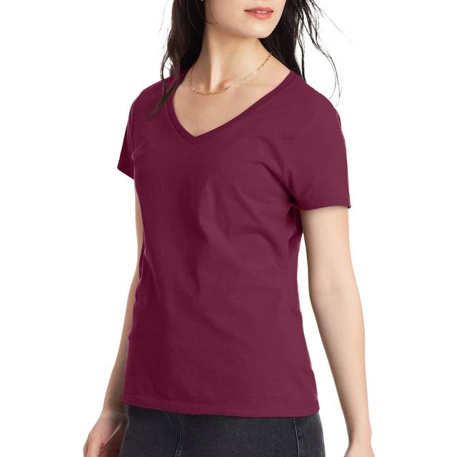Hanes kvinnors lättvikt Nano t-shirt, rödbrun, liten