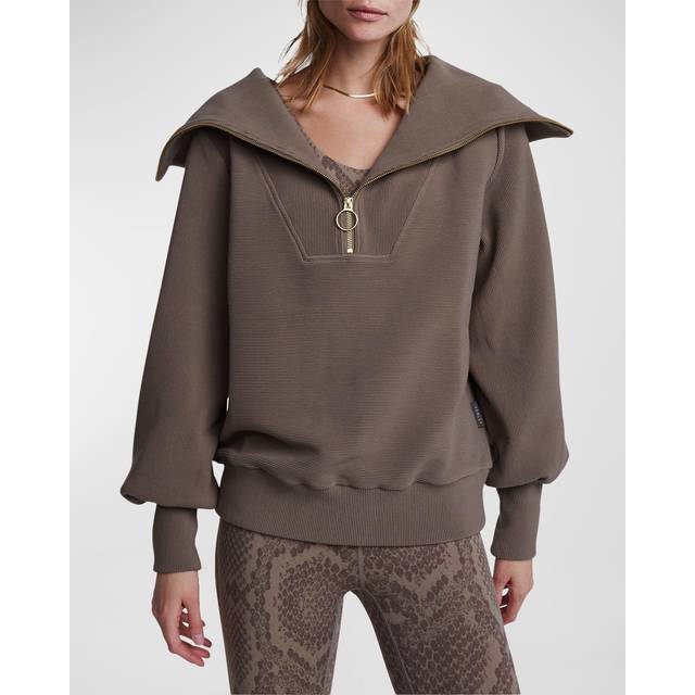 Vine Oversized 1/2-Zip Pullover Sweatshirt - STONE OLIVE - X-Large
