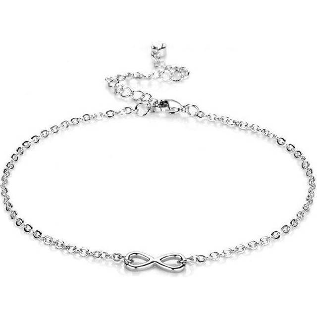 Silver Plated Infinity Anklet Created with Zircondia® Crystals