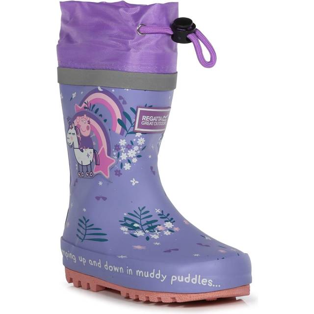 Regatta Kids Waterproof Peppa Pig Splash Wellies Lilac Bloom, Size: UK Infant 11 - Purple - Uk Infant 11