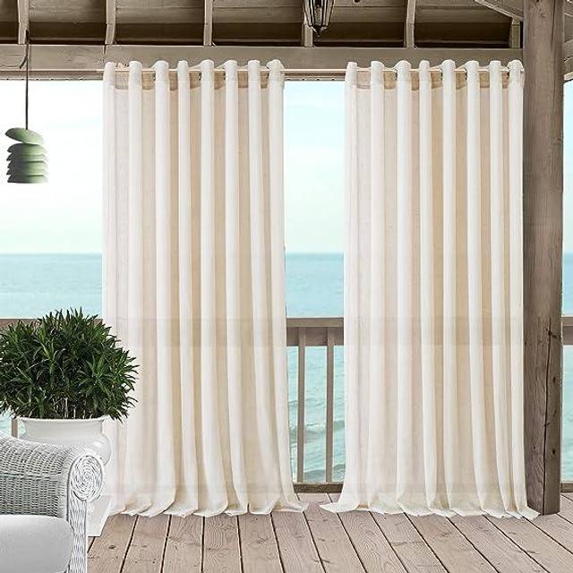 Elrene Home Fashions Carmen Sheer Extra-Wide Weatherproof Indoor/Outdo