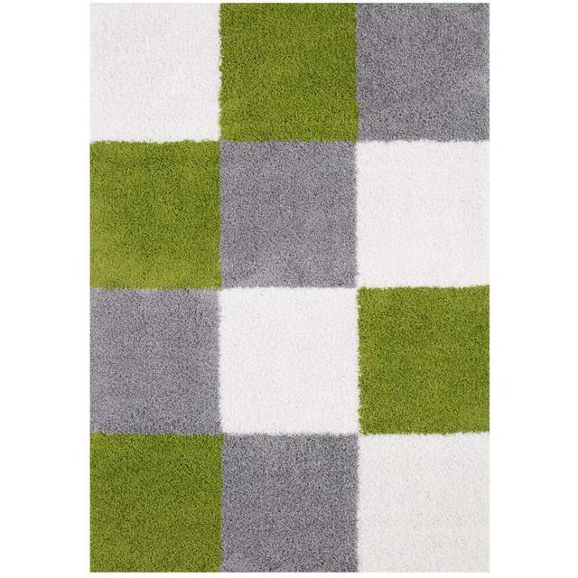 The Rugs Modern Luxury Shaggy Rug Geometric Green 160X230Cm, Green