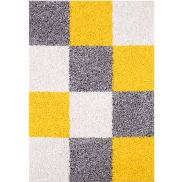 The Rugs Modern Luxury Shaggy Rug Geometric Yellow 200X290Cm, Yellow