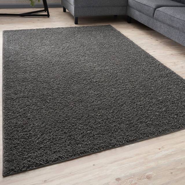 The Rugs Shaggy Rugs Dark Grey Living Room Rug - Soft Fluffy Thick Carpet For Bedrooms and Kitchen Easy To Clean Home Decor Rugs - 80cm x 300cm