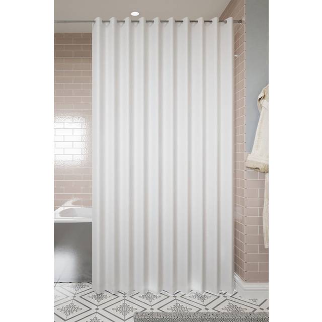 Croydex Hookless Textile White Shower Curtain, No Curtain Rings Required