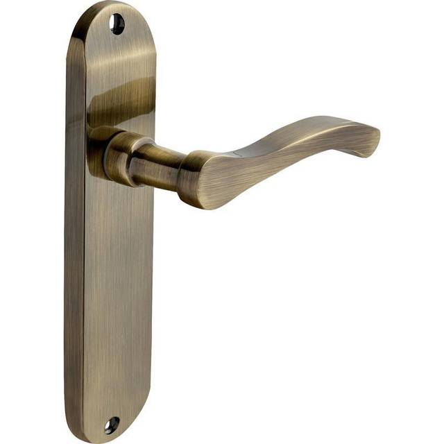 Capri Lever Door Handle on Backplate - Antique Brass - Internal - Pair - Designer Levers
