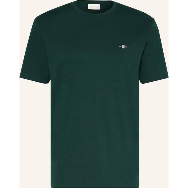 Men's GANT Mens Regular Fit Short Sleeve Shield Logo T-Shirt - 374 Tartan Green - Size: 42