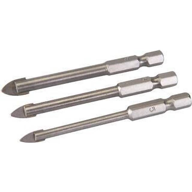 Silverline Hex Drive Tile & Glass Drill Bit 3 Piece Set 5, 6 & 8mm