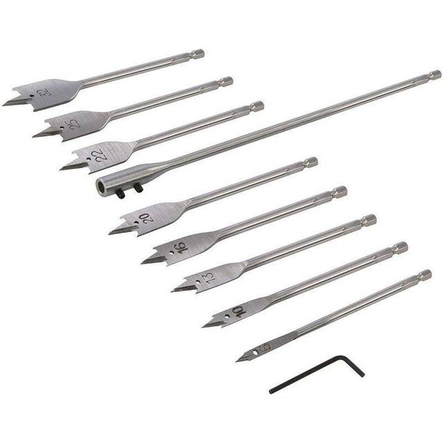 Toolpak Flat Wood Drill Bit Set (9 Piece) Carbon Steel