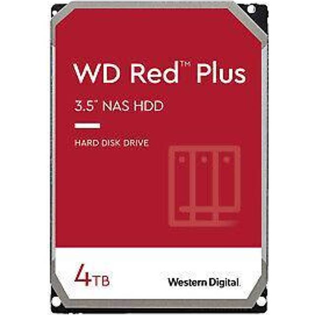 WD Red Plus 4 TB NAS 3,5 tum intern hårddisk – 5 400 varv/rpM-klass, SATA 6 Gb/s, CMR, 256 MB cache