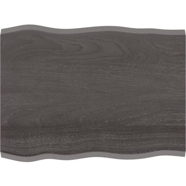 vidaXL Table Top Dark Brown 80x60x2 cm Treated Solid Wood Oak Live Edge
