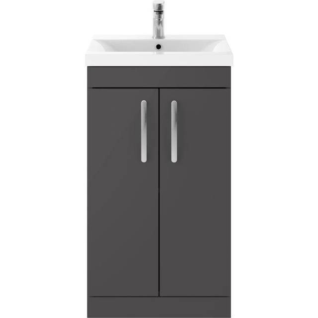 Nuie Athena 500 Floor Standing 2-door Vanity & Thin-edge Basin - Gloss Grey, Grey