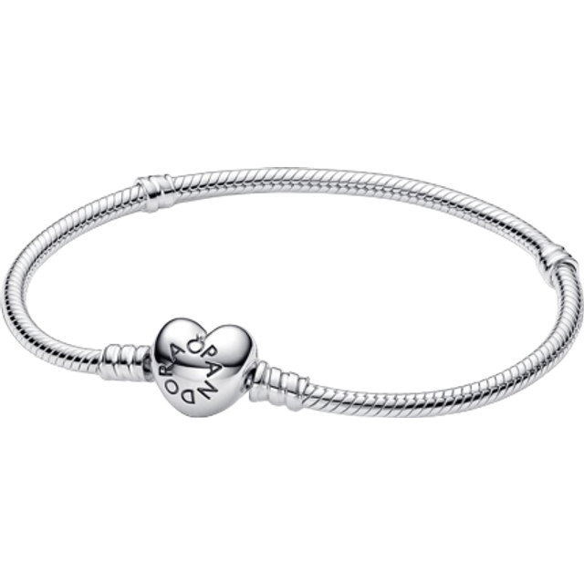 Pandora Moments Heart Clasp Snake Chain Bracelet - Silver