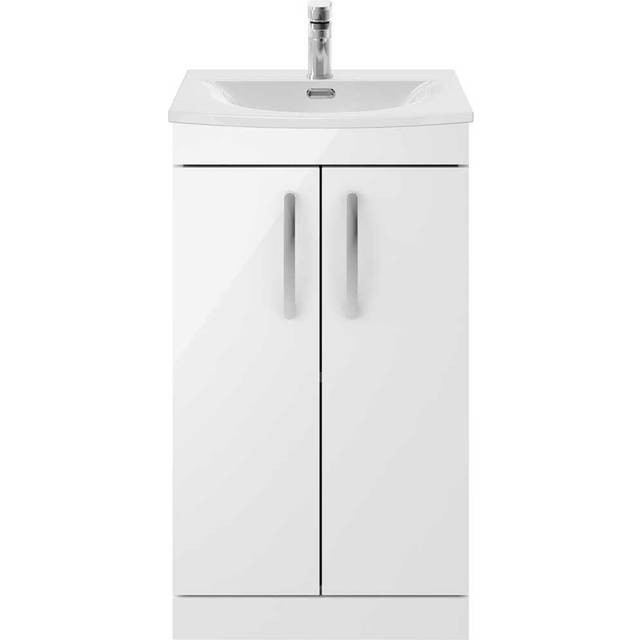 Nuie Athena 500 Floor Standing 2-door Vanity & Curved Basin - Gloss White, White