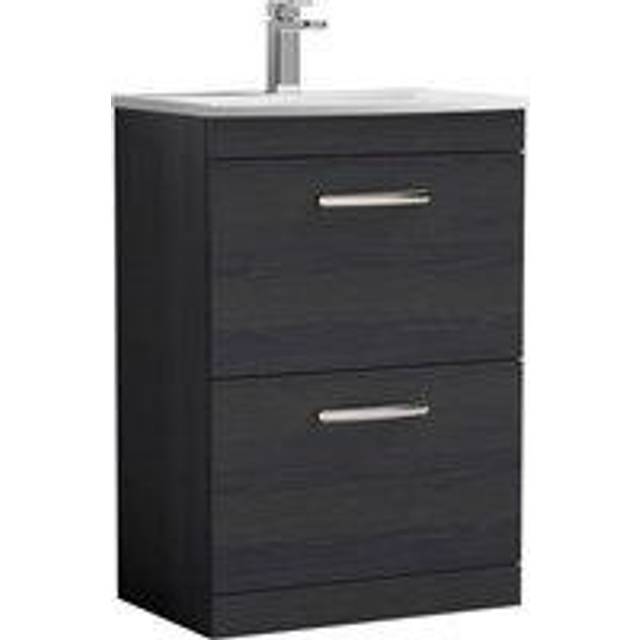 Nuie - Athena Floor Standing 2-Drawer Vanity Unit with Basin-4 600mm Wide - Charcoal Black
