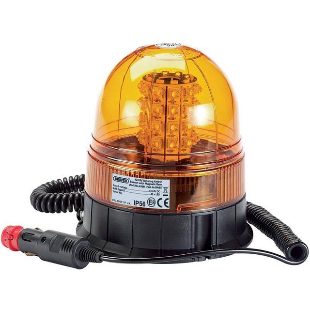 Draper 12v/24v Rotating Flashing Led Amber Beacon Magnetic Base Light, 63881