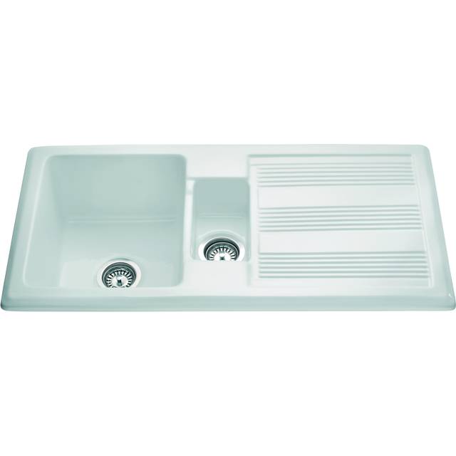 CDA KC24WH Inset Ceramic Traditional 1.5 Bowl Sink