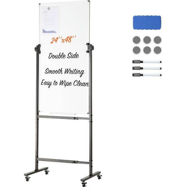 Mophorn - vevor Rolling Magnetic Whiteboard, Double-sided Mobile Whiteboard 24x48 Inches, Adjustable Height Dry Erase Board with Wheels, 1 Magnetic