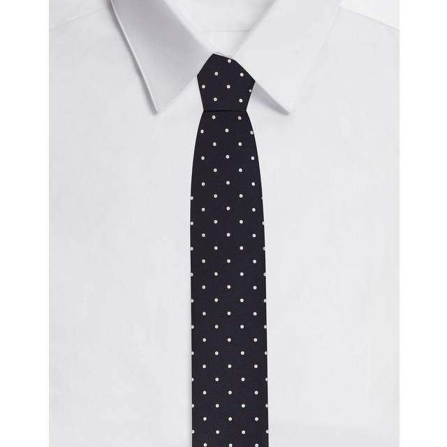 Dolce & Gabbana 8-cm Silk Jacquard Blade Tie With Dg Logo - Man Ties And Pocket Squares Blue Silk Onesize