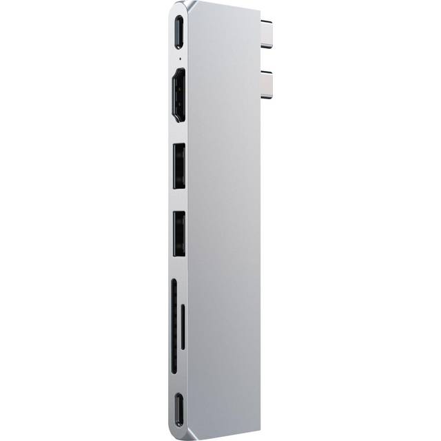 SATECHI USB C Hub Multiport Adapter Pro, 7-i-1 dongel med USB4-port, 100 W PD, 4K HDMI, USB-C Data, 2 USB-A, Micro/SD-kortläsare, för MacBook M1 M2 M3 – silver