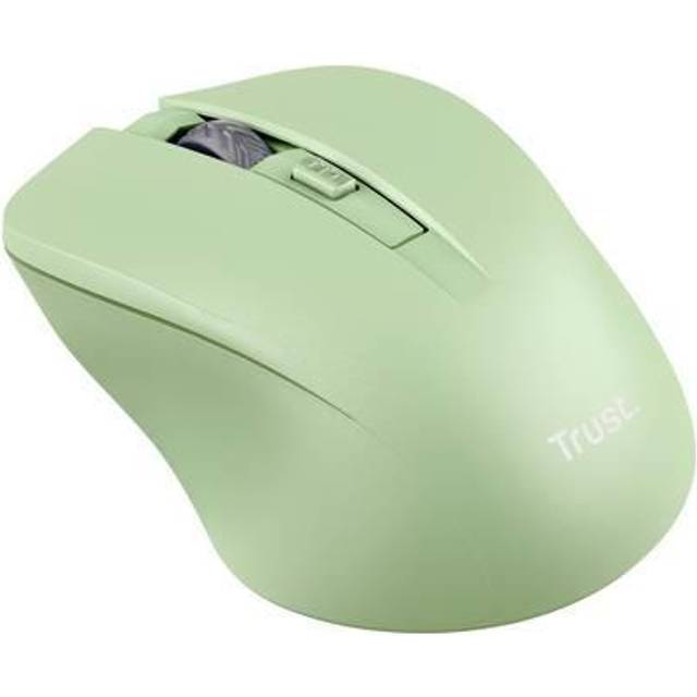 Trust Mydo tyst trådlös mus, 82% återvunnen plast, 1 000 – 1 800 DPI, lagringsbar USB-mottagare, RF 2,4 GHz, för vänster- och högerhänta användare, tyst optisk datormus för PC, bärbar dator, Mac –