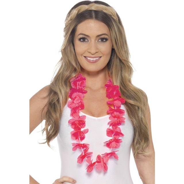 Neon Pink Ladies Hawaiian Lei -  hawaiian lei fancy dress pink garland neon necklace hula beach orange green blue unisex accessory flower party