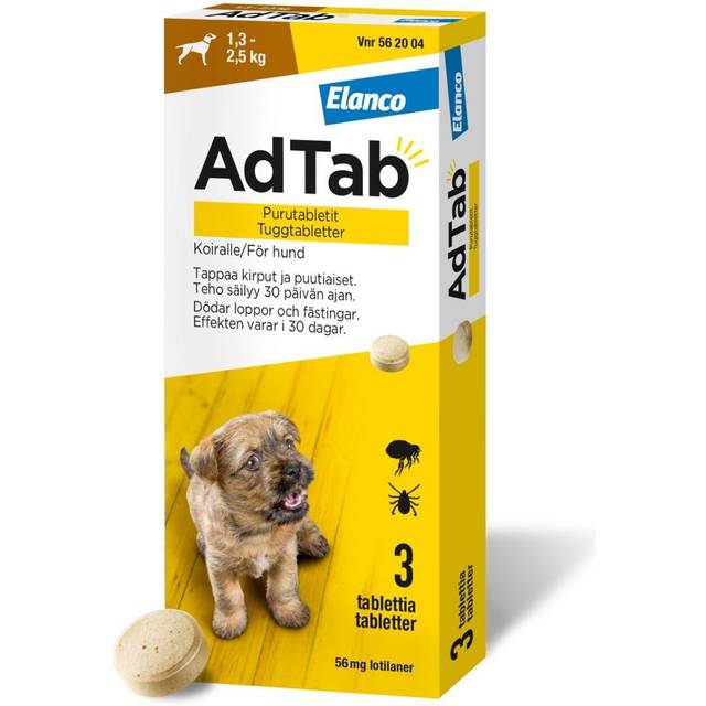 AdTab 56mg tuggtabletter för hund 1,3–2,5kg - Multi