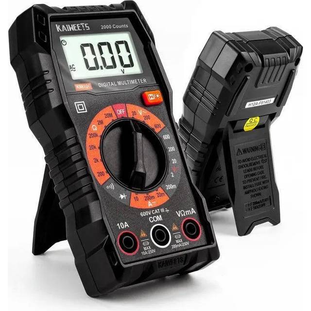 Kaiweets KM100 Digital Multimeter with Case, DC AC Voltmeter, Ohm Volt Amp Test Meter