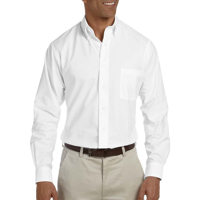 "Van Heusen Men's Dress Shirt Oxford Solid Regular Fit  White  17"""" Nec"