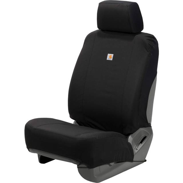 Universal Nylon Duck Canvas Fitted Bucket Seat Cover, Durable Seat Protection with Rain Defender, Single, Black