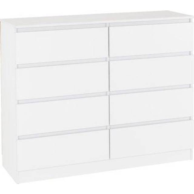 Seconique Malvern 8 Drawer Chest - White, White