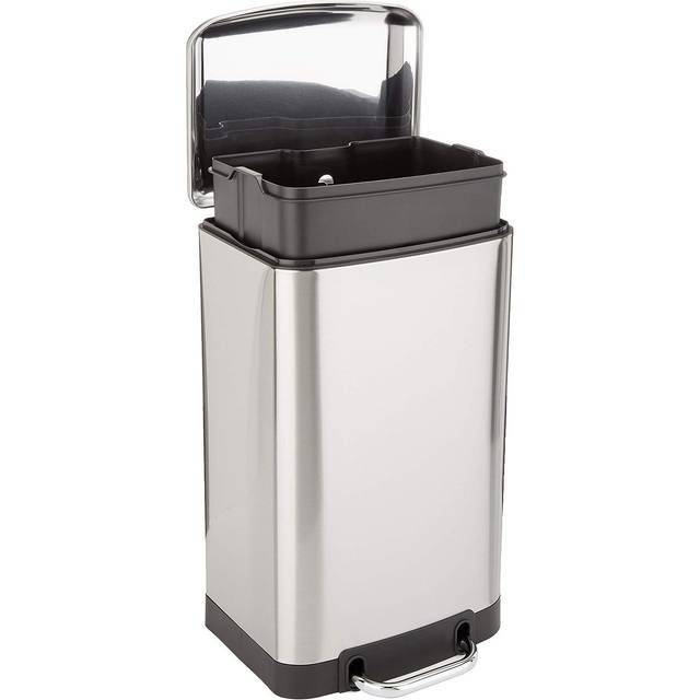 Rectangular Trash Can, 20 Litre/5.3 Gallon, Silver, Black