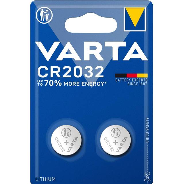 Varta Lithium knappcellsbatteri CR2032 | 3 V DC | 230 mAh | 2-Blister | Silver