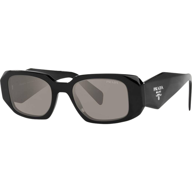 Prada Kvinna PR 17WS 1AB07Z Solglasögon Acetat Svart Grå Fyrkantig Normal Flerlager