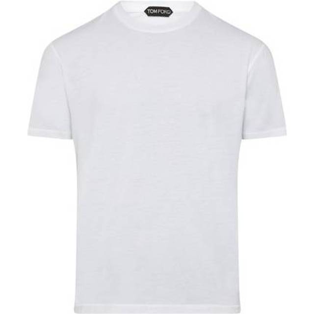 Tom Ford, Topp, Herr, S, Bomull, T-shirt med logotyp - white (S)