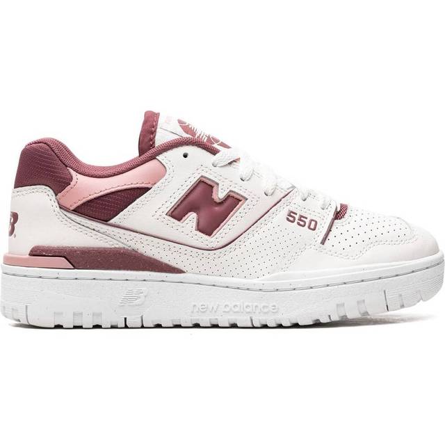 New Balance White & Burgundy 550 Sneakers - Sea Salt/Washed Burg - US 5