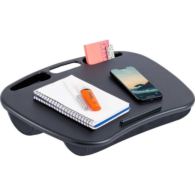 LAPGEAR MyDesk Lap Desk with Device Ledge and Phone Holder - Black - Fits up to 15.6 Inch Laptops - Style No. 44448