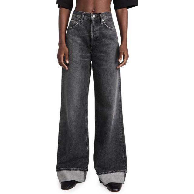 AGOLDE Dame High Rise Wide Leg in Ditch - Black. Size 30 (also in 31, 32, 33). (30)