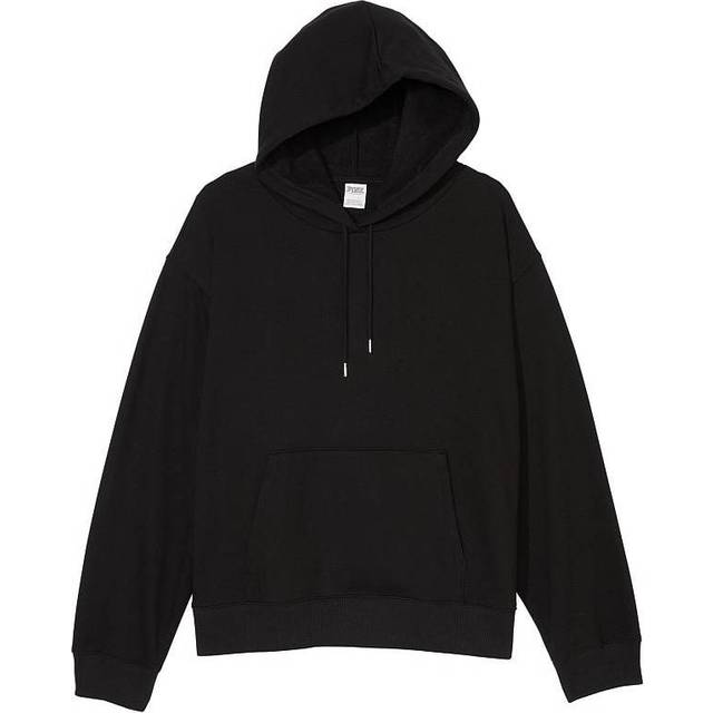 Victorias Secret PINK Pure Black Oversized Premium Fleece Oversized Hoodie - pure black - SMALL