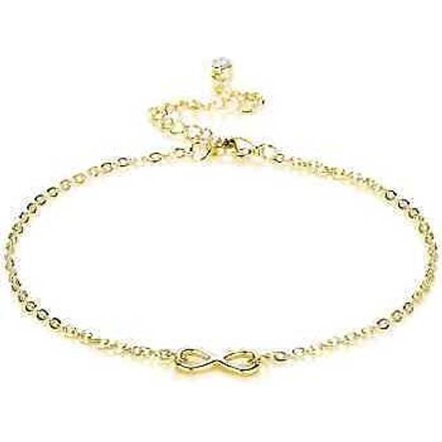 Gold Plated Infinity Anklet Created with Zircondia® Crystals