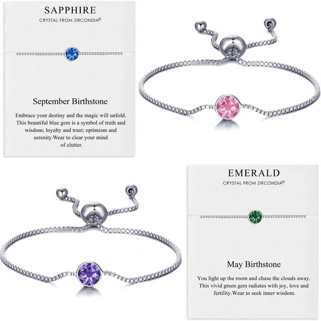 Birthstone bracelets created with crystals from zircondia® by philip jones