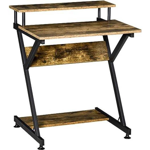 HOMCOM Home Office Computer Desk w/ Storage, Gaming Writing Table, 70cm,Brown