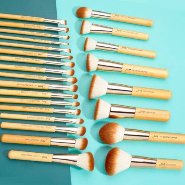 Jessup Brand 25pcs Beauty Bamboo Professional Makeup Brushes Set Make up Brush Tools kit Foundation Powder Blushes Eye Shader 25CM*15CM*5CM gold