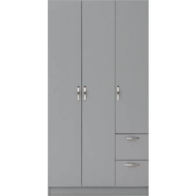 Essential 3 Door Double Wardrobe With Drawers Grey, Grey